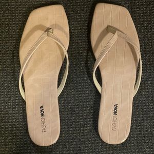 Fashion Nova square toe nude sandal